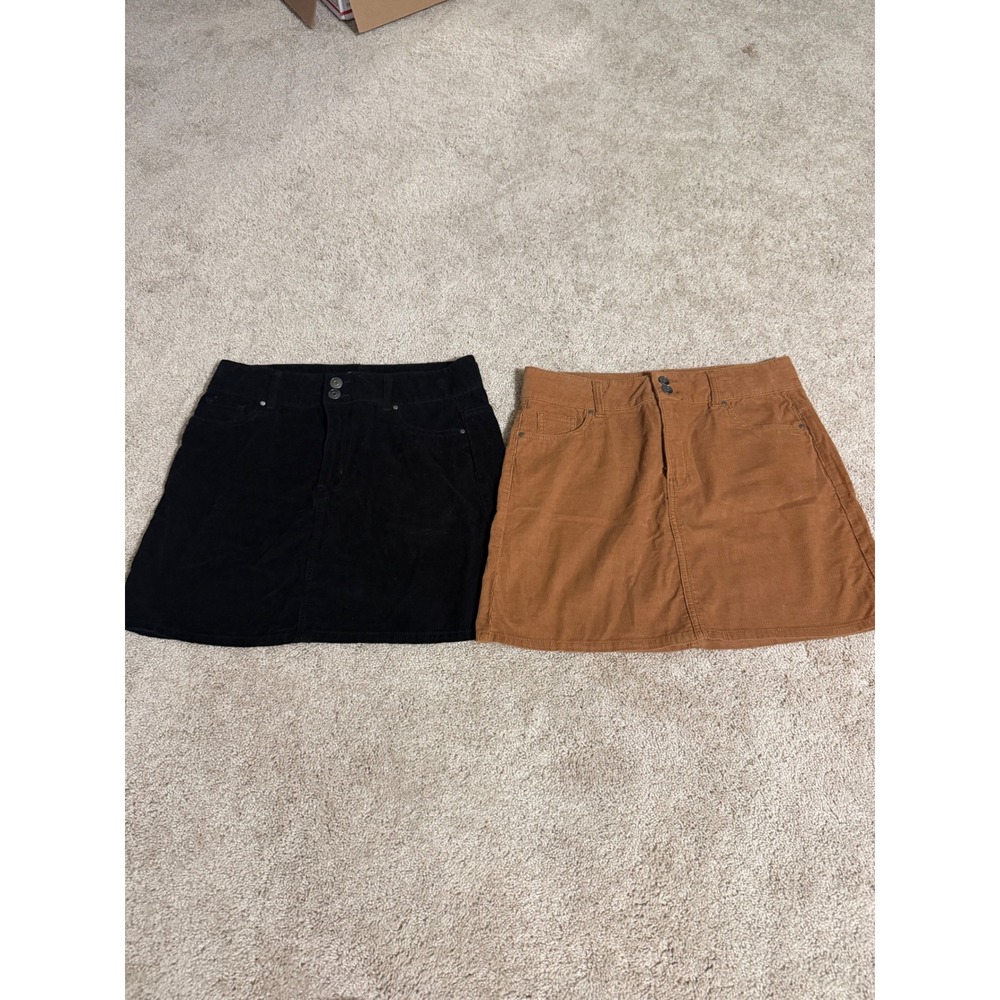 Wonder Nation Girls XXL 18 Corduroy Mini Skirt Bundle Black Brown 2 Pack
